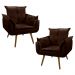 Kit 02 Poltronas Decorativas Sala de Estar Vicky Pés Palito Suede Marrom - Desk Design