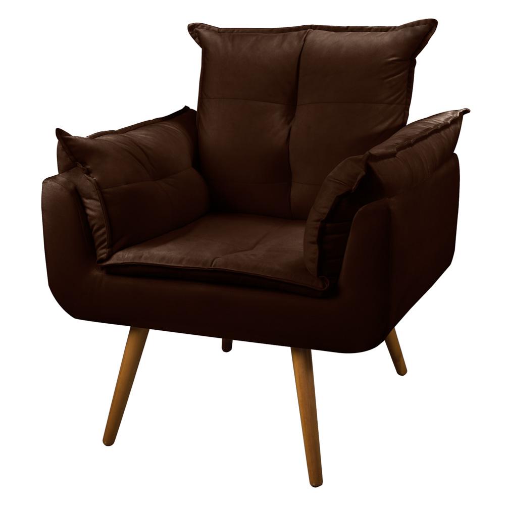 Kit 02 Poltronas Decorativas Sala de Estar Vicky Pés Palito Suede Marrom - Desk Design