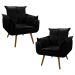 Kit 02 Poltronas Decorativas Sala de Estar Vicky Pés Palito Suede Preto - Desk Design