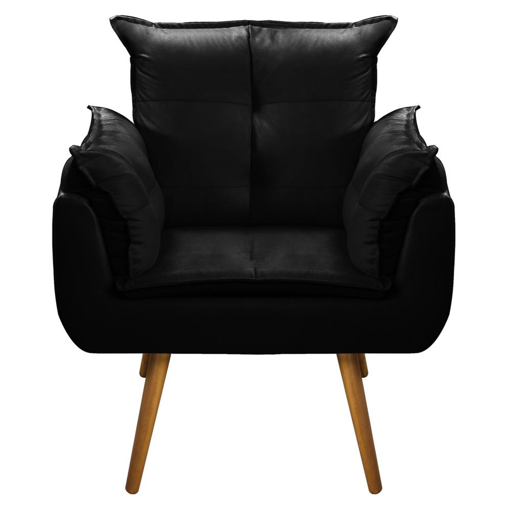 Kit 02 Poltronas Decorativas Sala de Estar Vicky Pés Palito Suede Preto - Desk Design