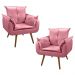 Kit 02 Poltronas Decorativas Sala de Estar Vicky Pés Palito Suede Rosa - Desk Design