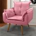 Kit 02 Poltronas Decorativas Sala de Estar Vicky Pés Palito Suede Rosa - Desk Design