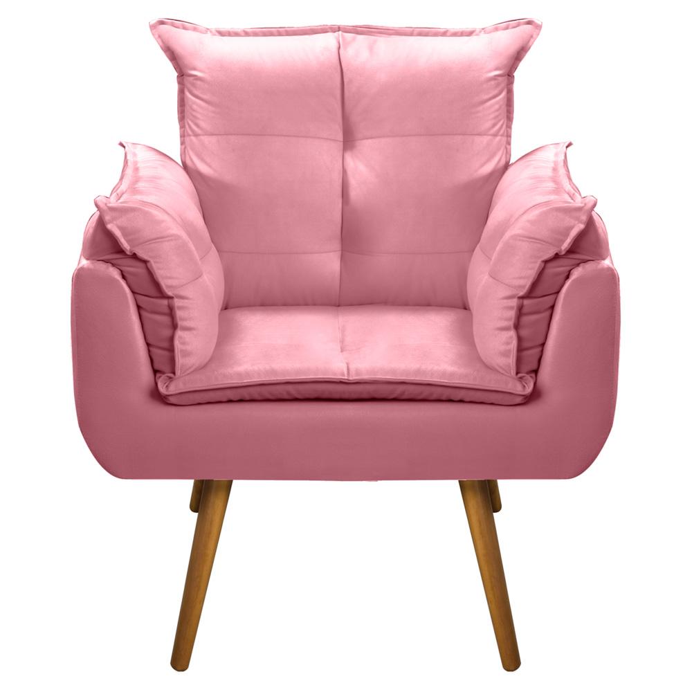 Kit 02 Poltronas Decorativas Sala de Estar Vicky Pés Palito Suede Rosa - Desk Design