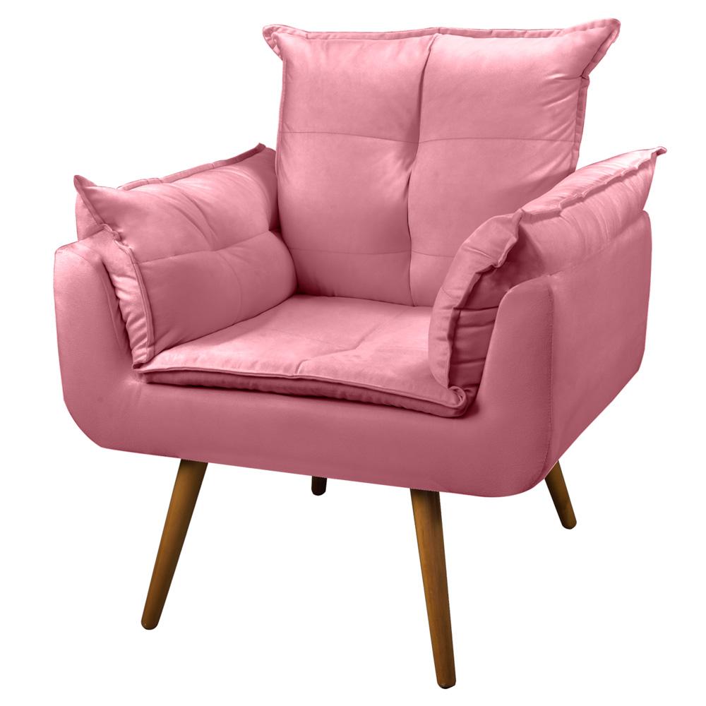Kit 02 Poltronas Decorativas Sala de Estar Vicky Pés Palito Suede Rosa - Desk Design