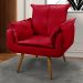 Kit 02 Poltronas Decorativas Sala de Estar Vicky Pés Palito Suede Vermelho - Desk Design