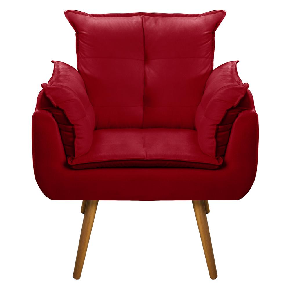 Kit 02 Poltronas Decorativas Sala de Estar Vicky Pés Palito Suede Vermelho - Desk Design