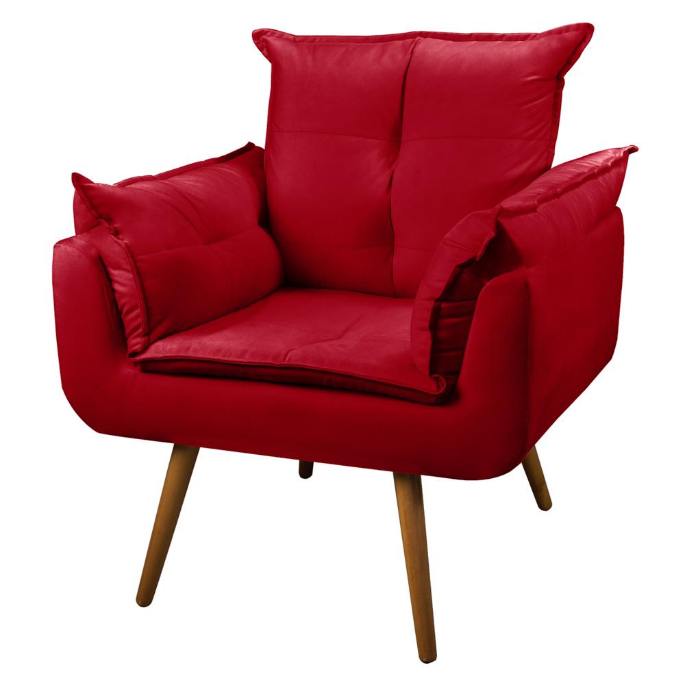 Kit 02 Poltronas Decorativas Sala de Estar Vicky Pés Palito Suede Vermelho - Desk Design