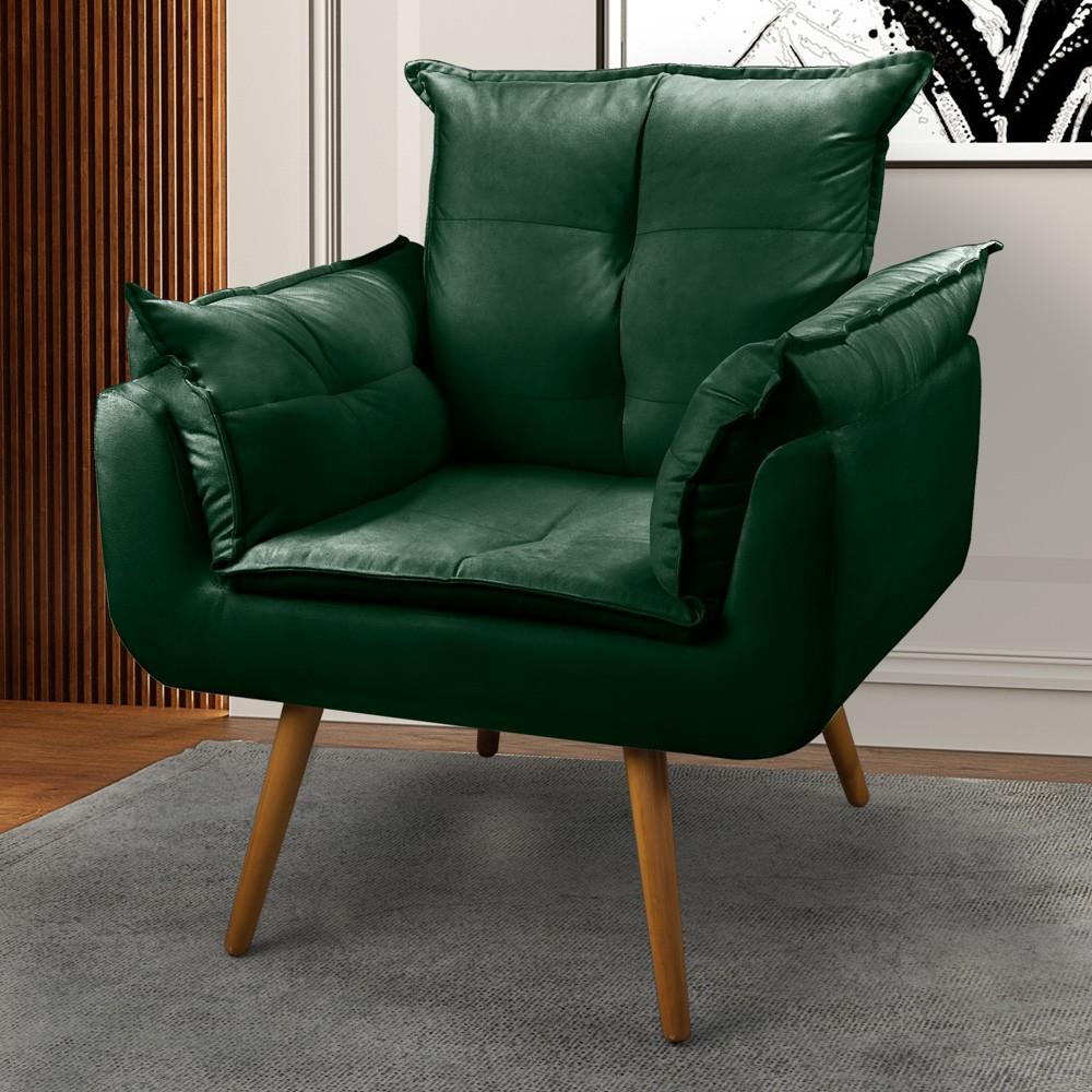Kit 02 Poltronas Decorativas Sala de Estar Vicky Pés Palito Veludo Verde Escuro - Desk Design