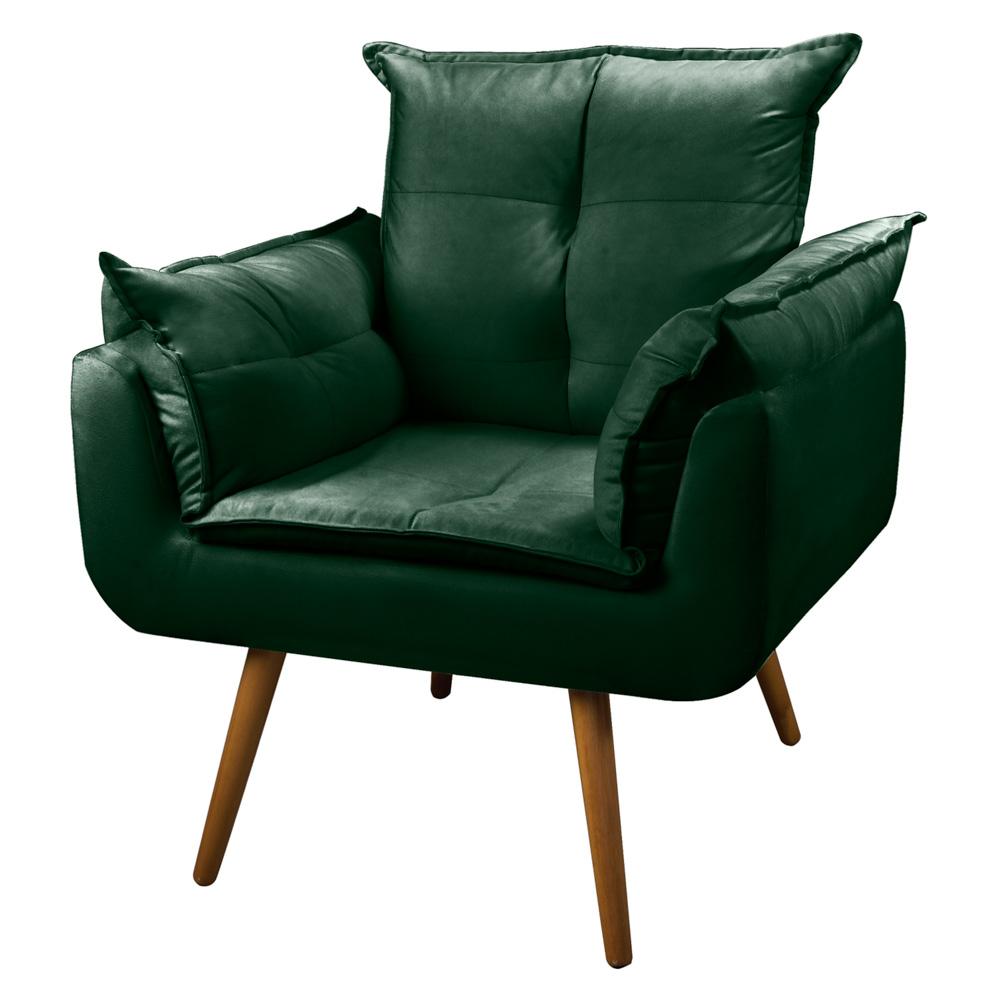 Kit 02 Poltronas Decorativas Sala de Estar Vicky Pés Palito Veludo Verde Escuro - Desk Design