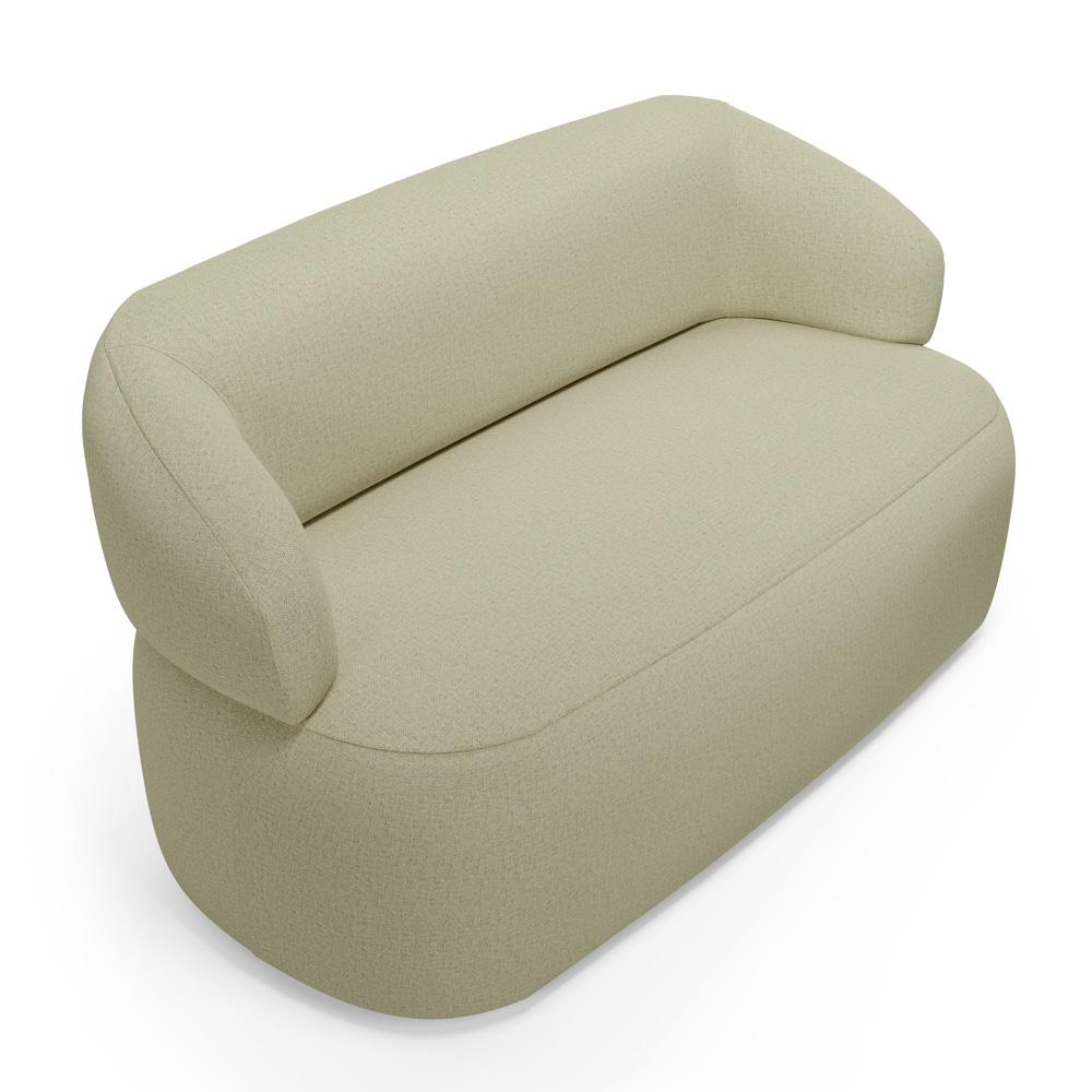 Kit 02 Poltronas Giratória e 01 Sofá Orgânico Glee 02 Lugares 140cm Linho Bege - Desk Design