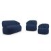 Kit 02 Poltronas Giratória e 01 Sofá Orgânico Glee 02 Lugares 140cm Veludo Azul Marinho - Desk Design