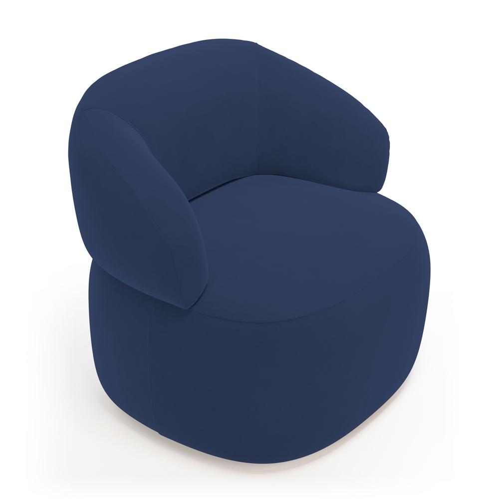Kit 02 Poltronas Giratória e 01 Sofá Orgânico Glee 02 Lugares 140cm Veludo Azul Marinho - Desk Design