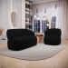 Kit 02 Poltronas Giratória e 01 Sofá Orgânico Glee 02 Lugares 140cm Veludo Preto - Desk Design