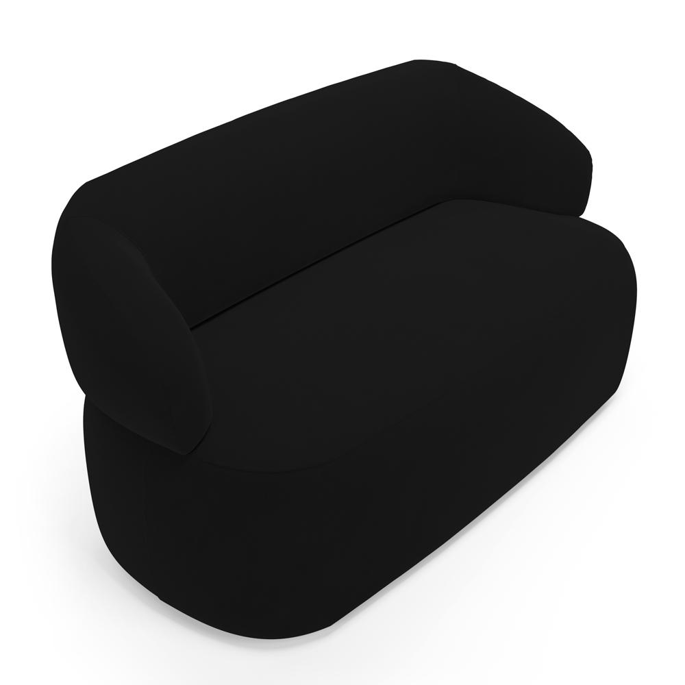 Kit 02 Poltronas Giratória e 01 Sofá Orgânico Glee 02 Lugares 140cm Veludo Preto - Desk Design