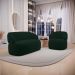 Kit 02 Poltronas Giratória e 01 Sofá Orgânico Glee 02 Lugares 140cm Veludo Verde Escuro - Desk Design