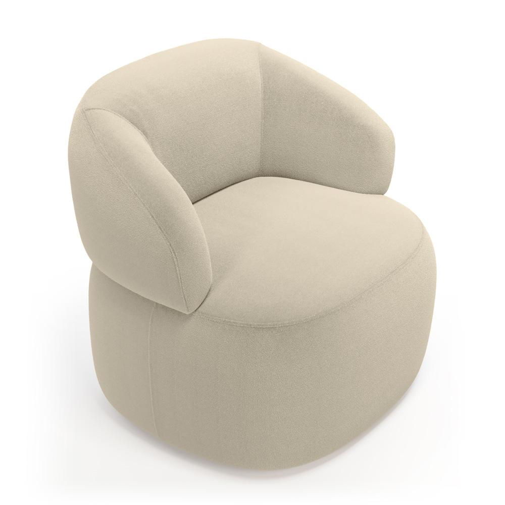 Kit 02 Poltronas Giratória e 01 Sofá Orgânico Glee 03 Lugares 170cm Bouclê Bege - Desk Design