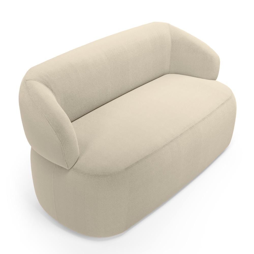 Kit 02 Poltronas Giratória e 01 Sofá Orgânico Glee 03 Lugares 170cm Bouclê Bege - Desk Design