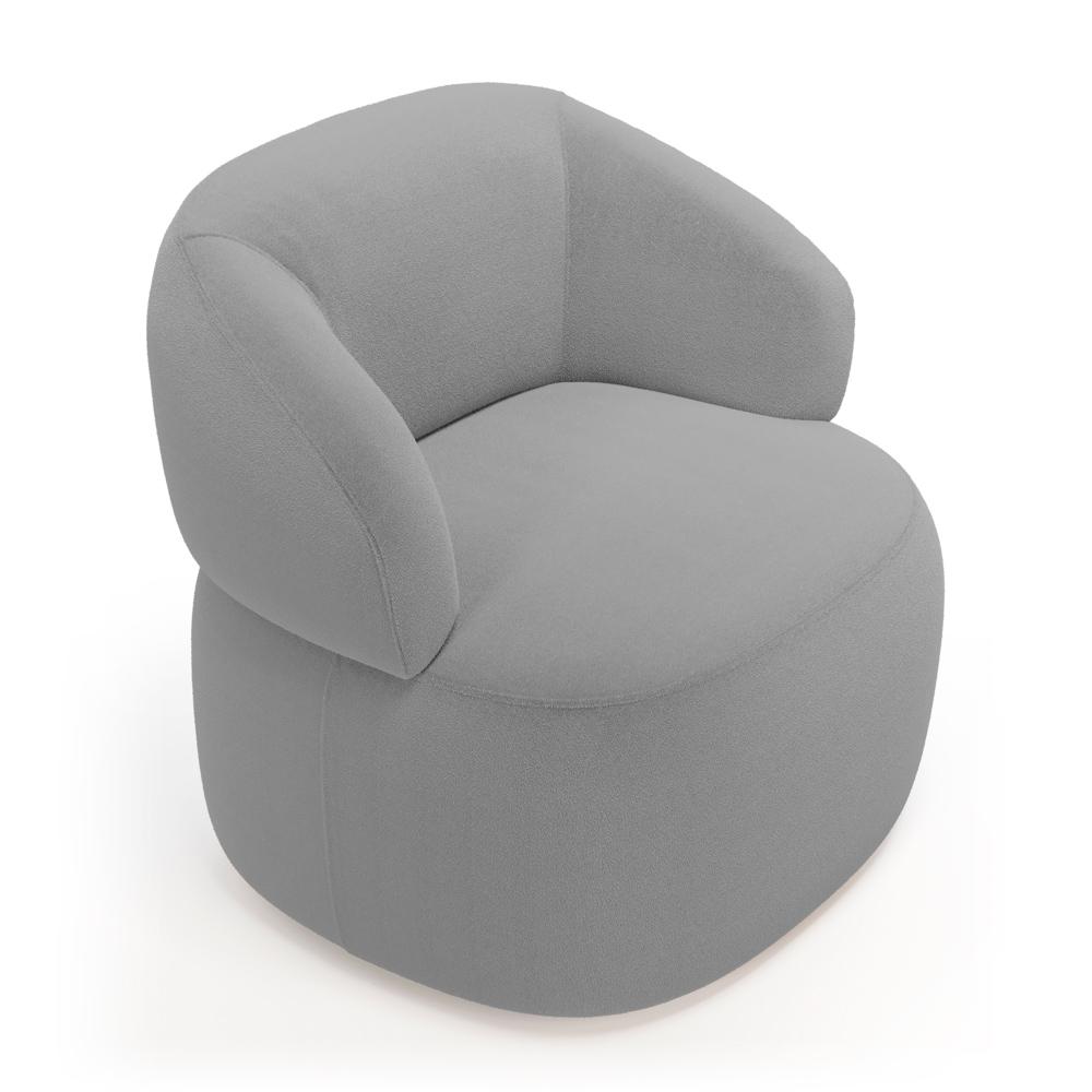 Kit 02 Poltronas Giratória e 01 Sofá Orgânico Glee 03 Lugares 170cm Bouclê Cinza - Desk Design