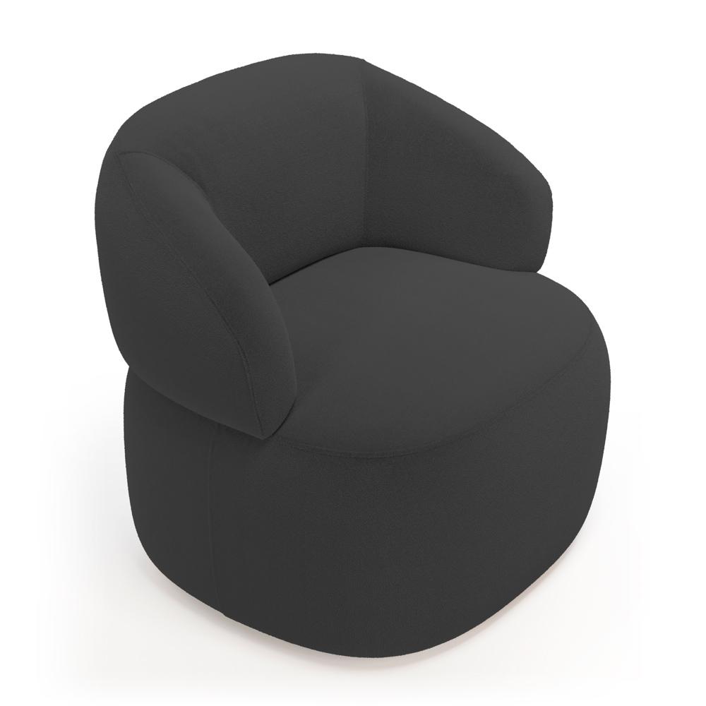 Kit 02 Poltronas Giratória e 01 Sofá Orgânico Glee 03 Lugares 170cm Bouclê Grafite - Desk Design