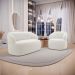 Kit 02 Poltronas Giratória e 01 Sofá Orgânico Glee 03 Lugares 170cm Bouclê Off White - Desk Design