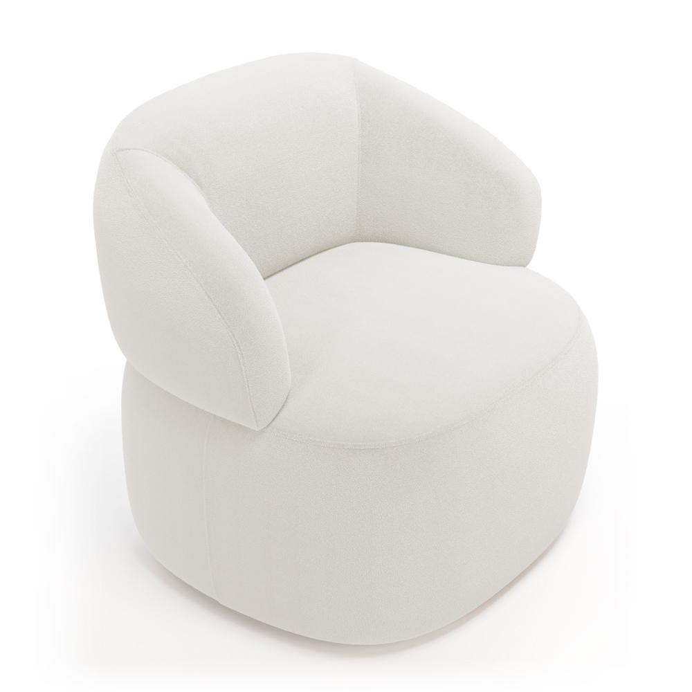 Kit 02 Poltronas Giratória e 01 Sofá Orgânico Glee 03 Lugares 170cm Bouclê Off White - Desk Design