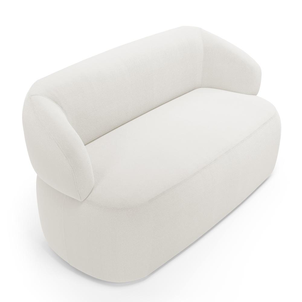 Kit 02 Poltronas Giratória e 01 Sofá Orgânico Glee 03 Lugares 170cm Bouclê Off White - Desk Design