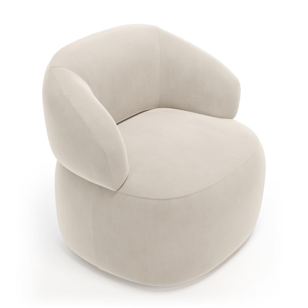 Kit 02 Poltronas Giratória e 01 Sofá Orgânico Glee 03 Lugares 170cm Veludo Bege - Desk Design