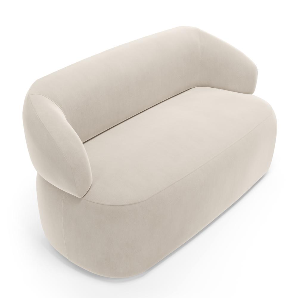 Kit 02 Poltronas Giratória e 01 Sofá Orgânico Glee 03 Lugares 170cm Veludo Bege - Desk Design