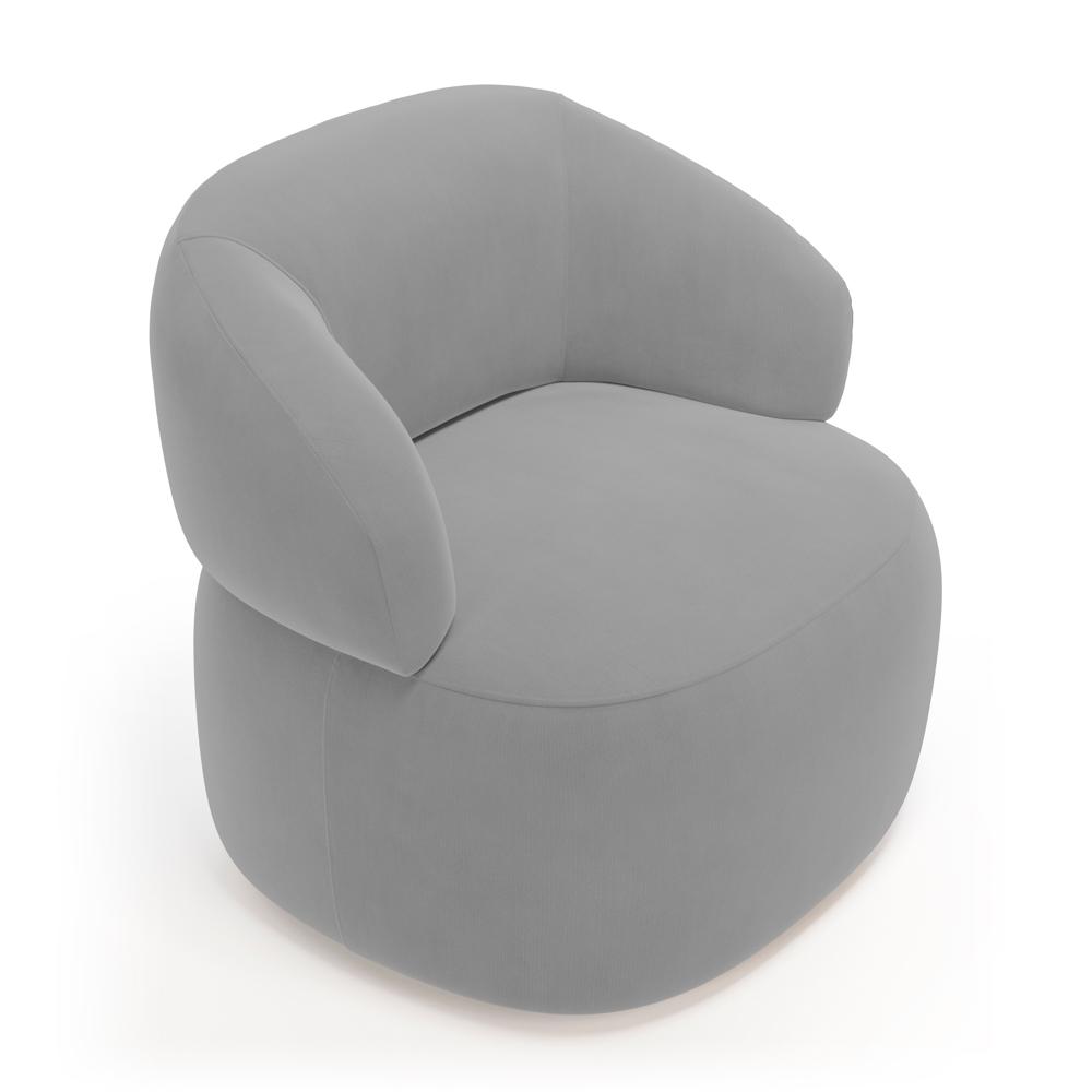 Kit 02 Poltronas Giratória e 01 Sofá Orgânico Glee 03 Lugares 170cm Veludo Cinza - Desk Design