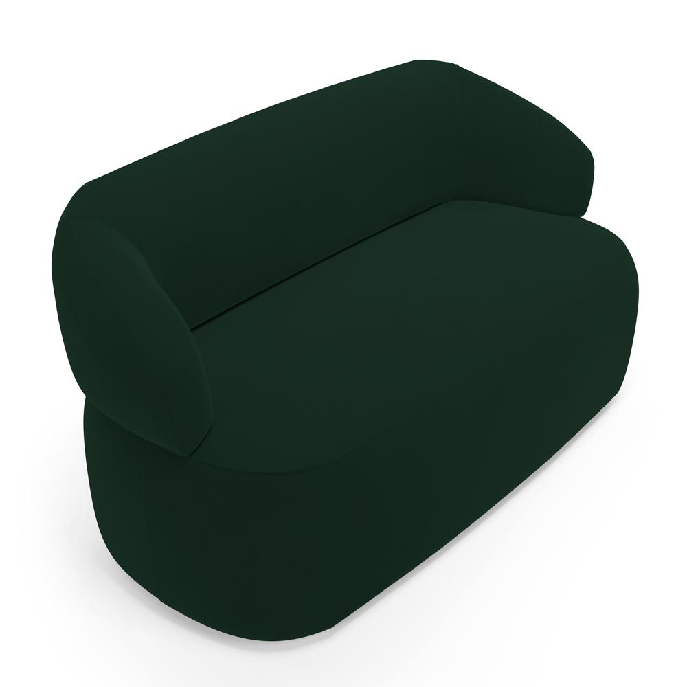 Kit 02 Poltronas Giratória e 01 Sofá Orgânico Glee 03 Lugares 170cm Veludo Verde Escuro - Desk Design