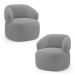 Kit 02 Poltronas Orgânicas Giratória Living Glee Bouclê Cinza - Desk Design