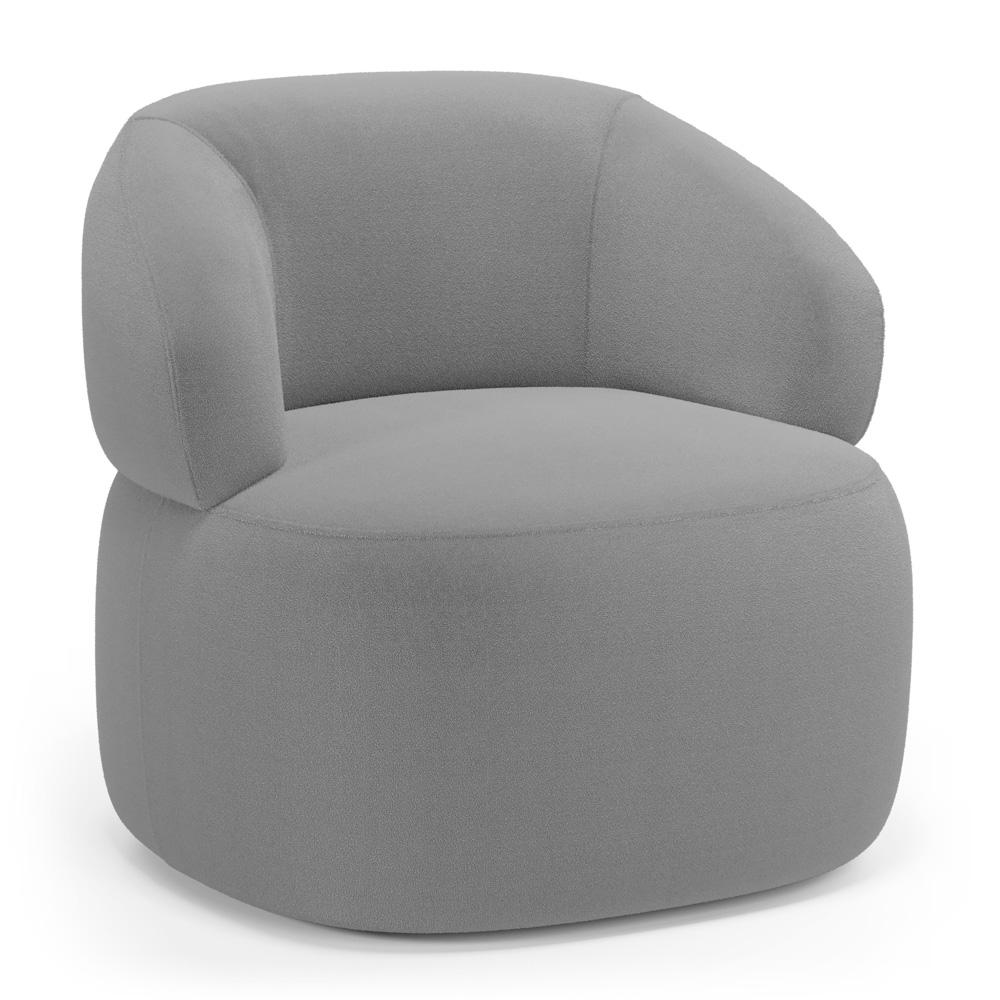 Kit 02 Poltronas Orgânicas Giratória Living Glee Bouclê Cinza - Desk Design