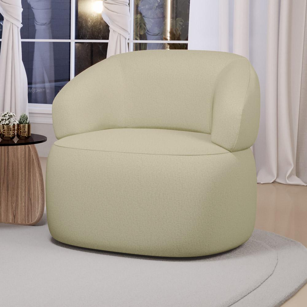 Kit 02 Poltronas Orgânicas Giratória Living Glee Linho Bege - Desk Design