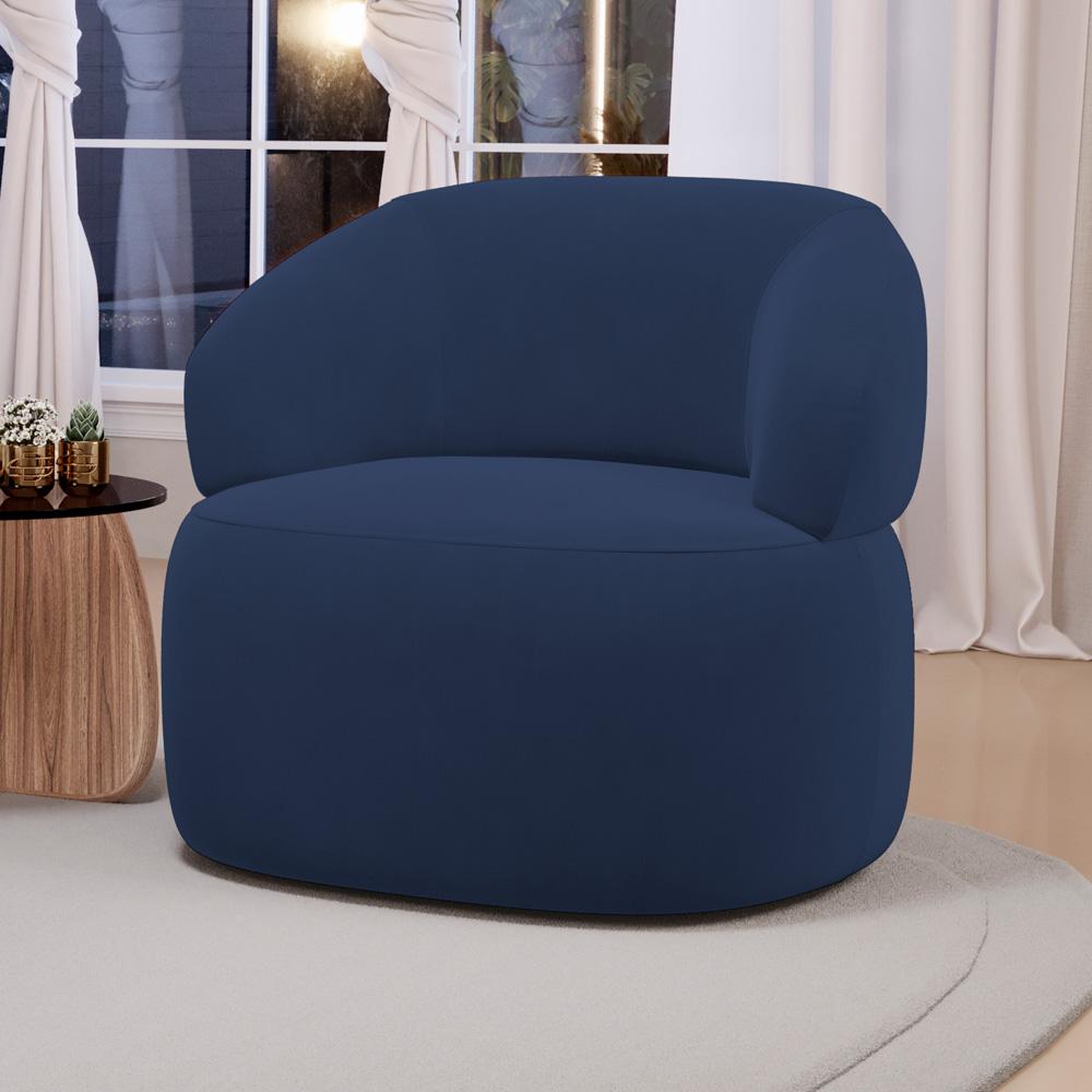 Kit 02 Poltronas Orgânicas Giratória Living Glee Veludo Azul Marinho - Desk Design