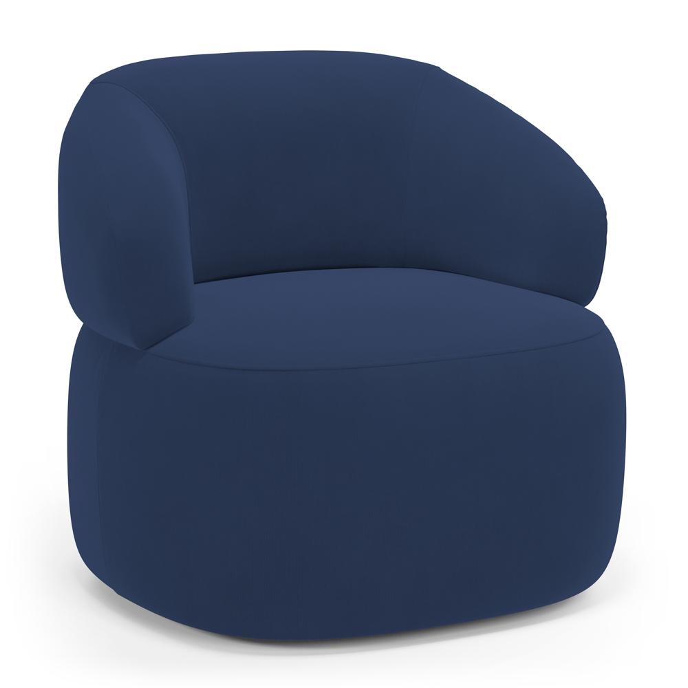 Kit 02 Poltronas Orgânicas Giratória Living Glee Veludo Azul Marinho - Desk Design