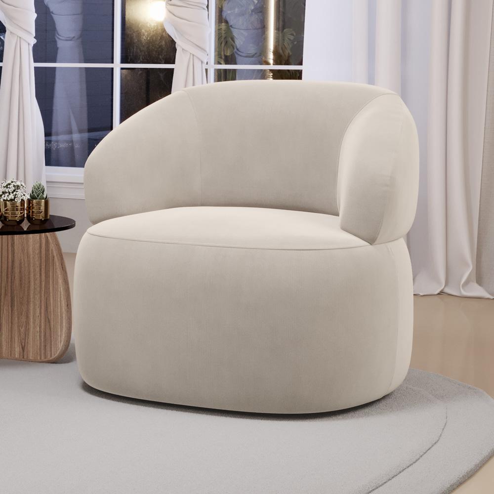 Kit 02 Poltronas Orgânicas Giratória Living Glee Veludo Bege - Desk Design