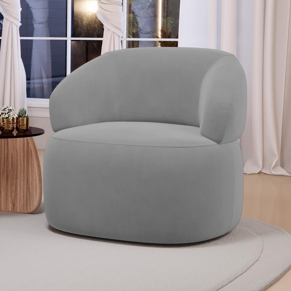 Kit 02 Poltronas Orgânicas Giratória Living Glee Veludo Cinza - Desk Design