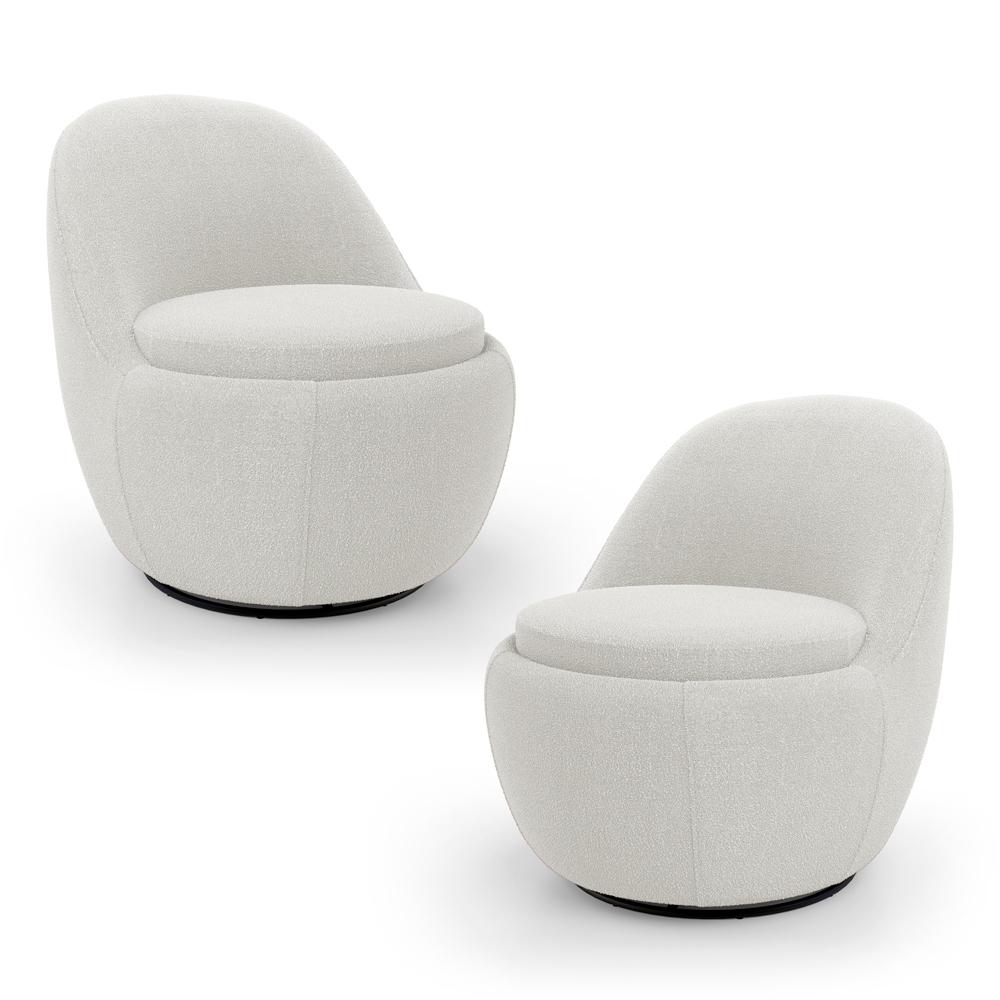 Kit 02 Poltronas Orgânicas Living Memphis Base Giratória Bouclê Off White - Desk Design