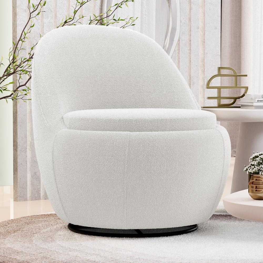 Kit 02 Poltronas Orgânicas Living Memphis Base Giratória Bouclê Off White - Desk Design