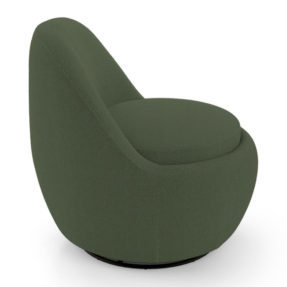Kit 02 Poltronas Orgânicas Living Memphis Base Giratória Bouclê Verde Musgo - Desk Design