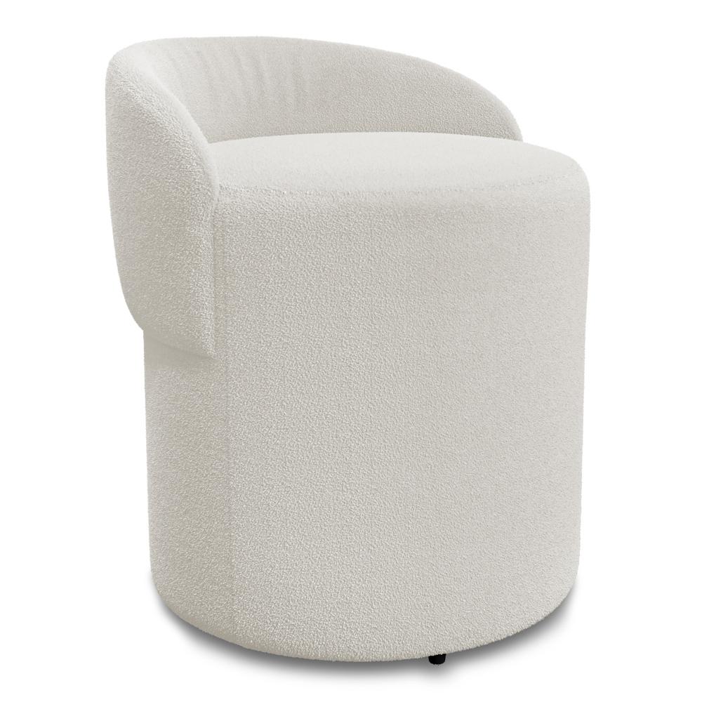 Kit 02 Puffs Banquetas Living Gaia Orgânico com Encosto Baixo Bouclê Off White - Desk Design