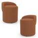 Kit 02 Puffs Banquetas Living Gaia Orgânico com Encosto Baixo Bouclê Terracota - Desk Design