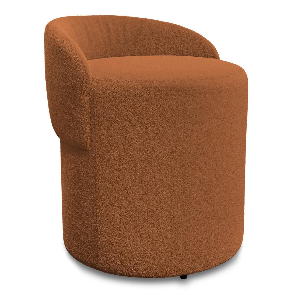 Kit 02 Puffs Banquetas Living Gaia Orgânico com Encosto Baixo Bouclê Terracota - Desk Design