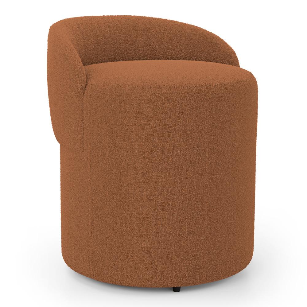 Kit 02 Puffs Banquetas Living Gaia Orgânico com Encosto Baixo Bouclê Terracota - Desk Design