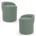 Kit 02 Puffs Banquetas Living Gaia Orgânico com Encosto Baixo Bouclê Verde Menta - Desk Design