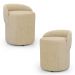 Kit 02 Puffs Banquetas Living Gaia Orgânico com Encosto Baixo Linho Bege - Desk Design