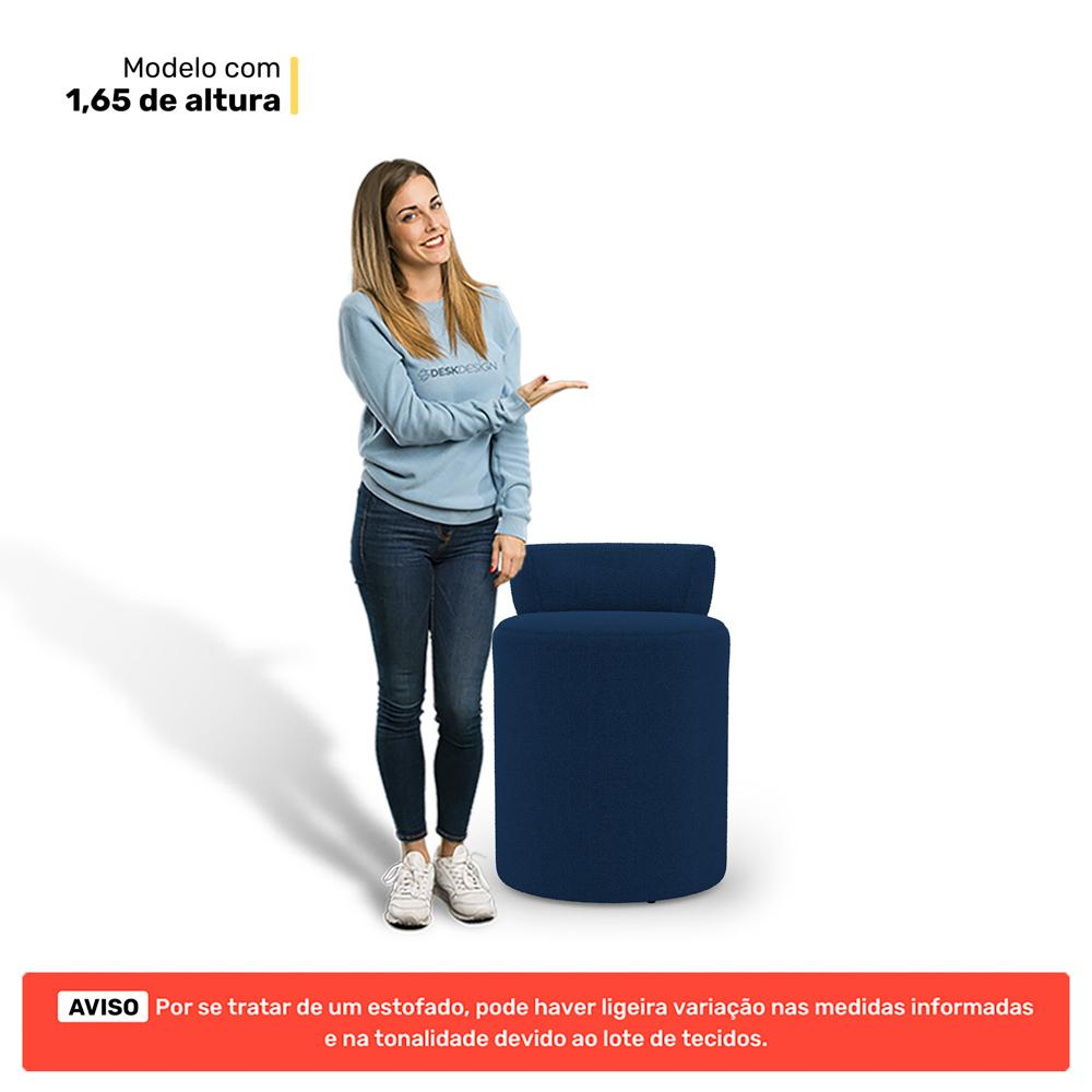Kit 02 Puffs Decorativos Orgânicos Living Aegon Minimalista Bouclê Azul Marinho - Desk Design