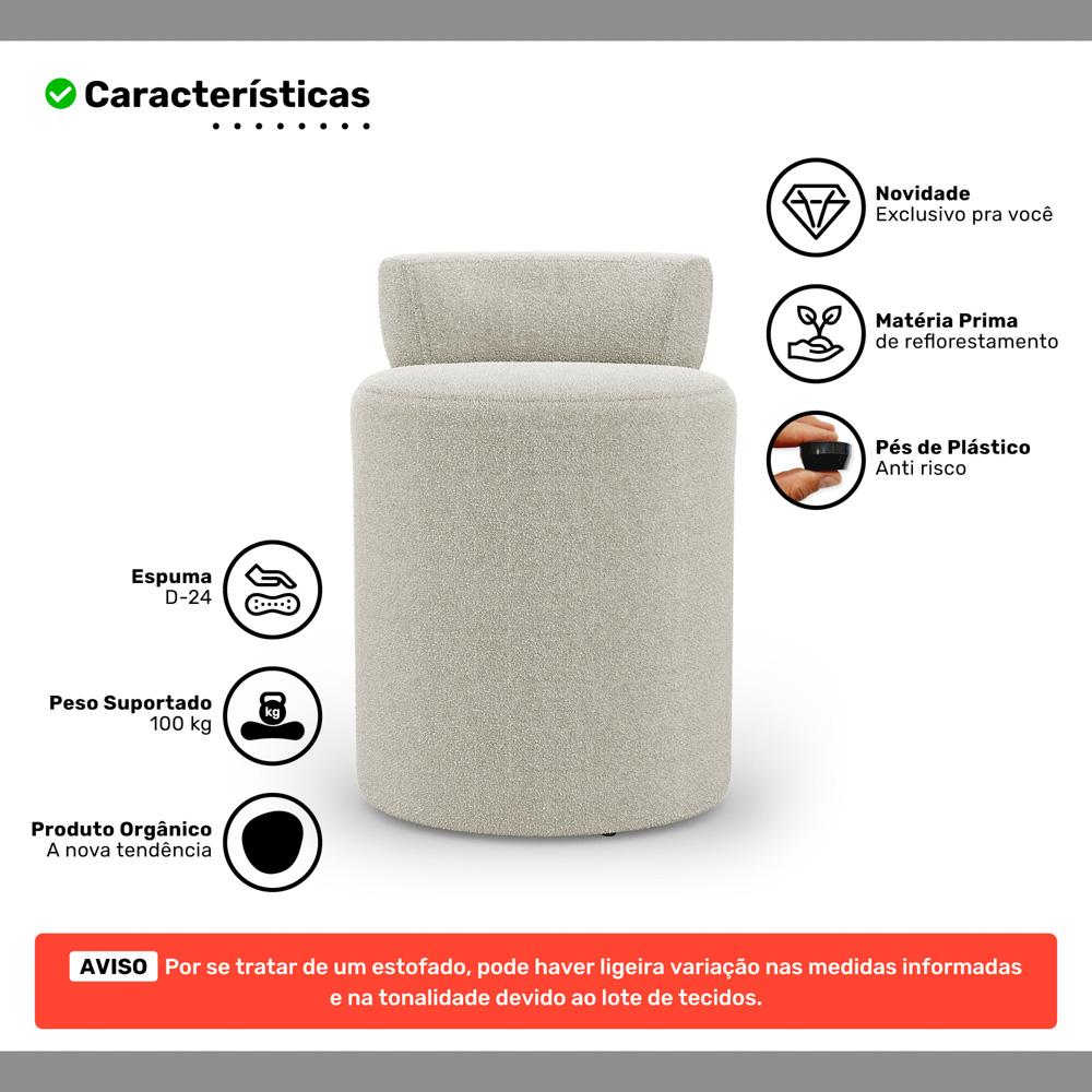Kit 02 Puffs Decorativos Orgânicos Living Aegon Minimalista Bouclê Bege - Desk Design