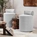 Kit 02 Puffs Decorativos Orgânicos Living Aegon Minimalista Bouclê Cinza Claro - Desk Design