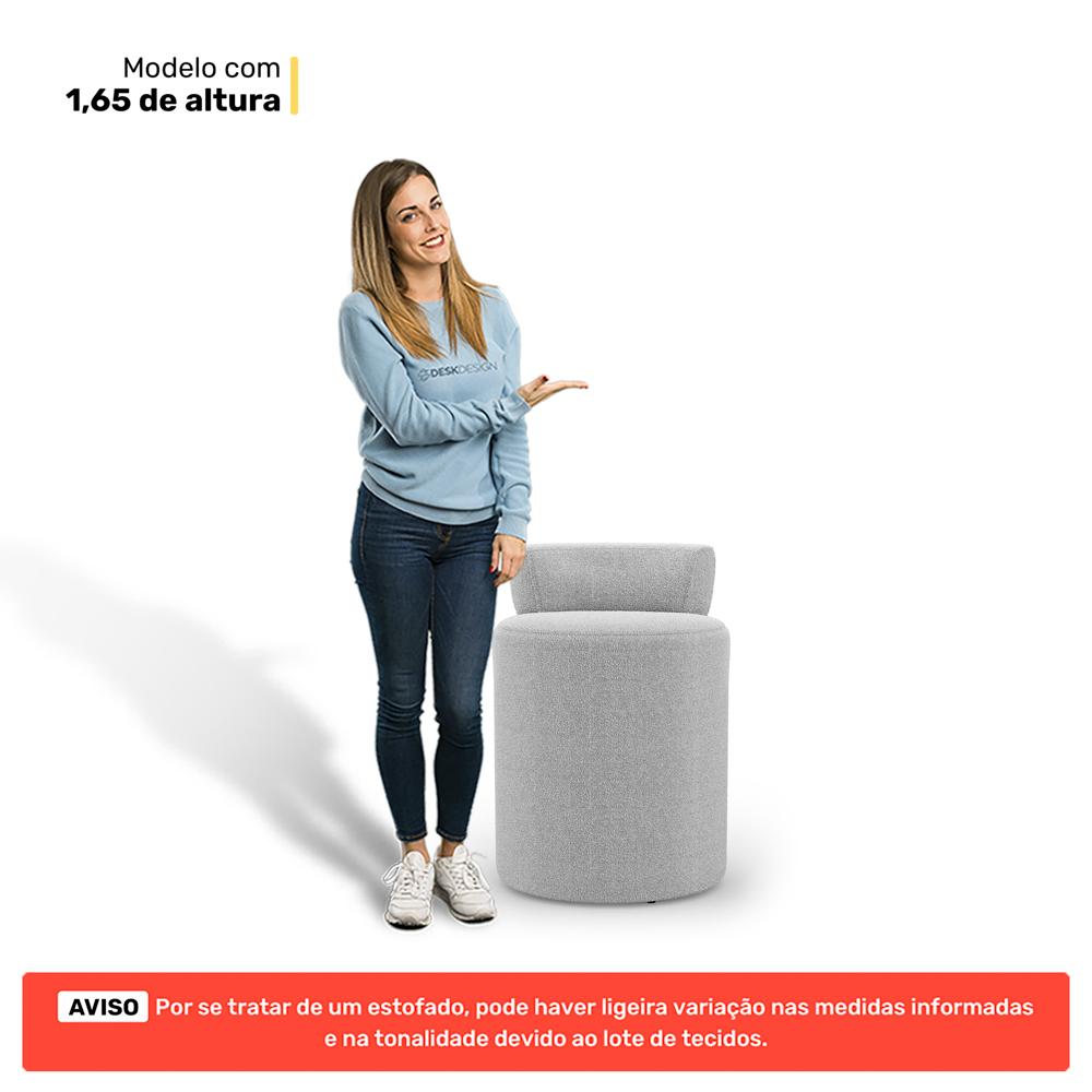 Kit 02 Puffs Decorativos Orgânicos Living Aegon Minimalista Bouclê Cinza Claro - Desk Design